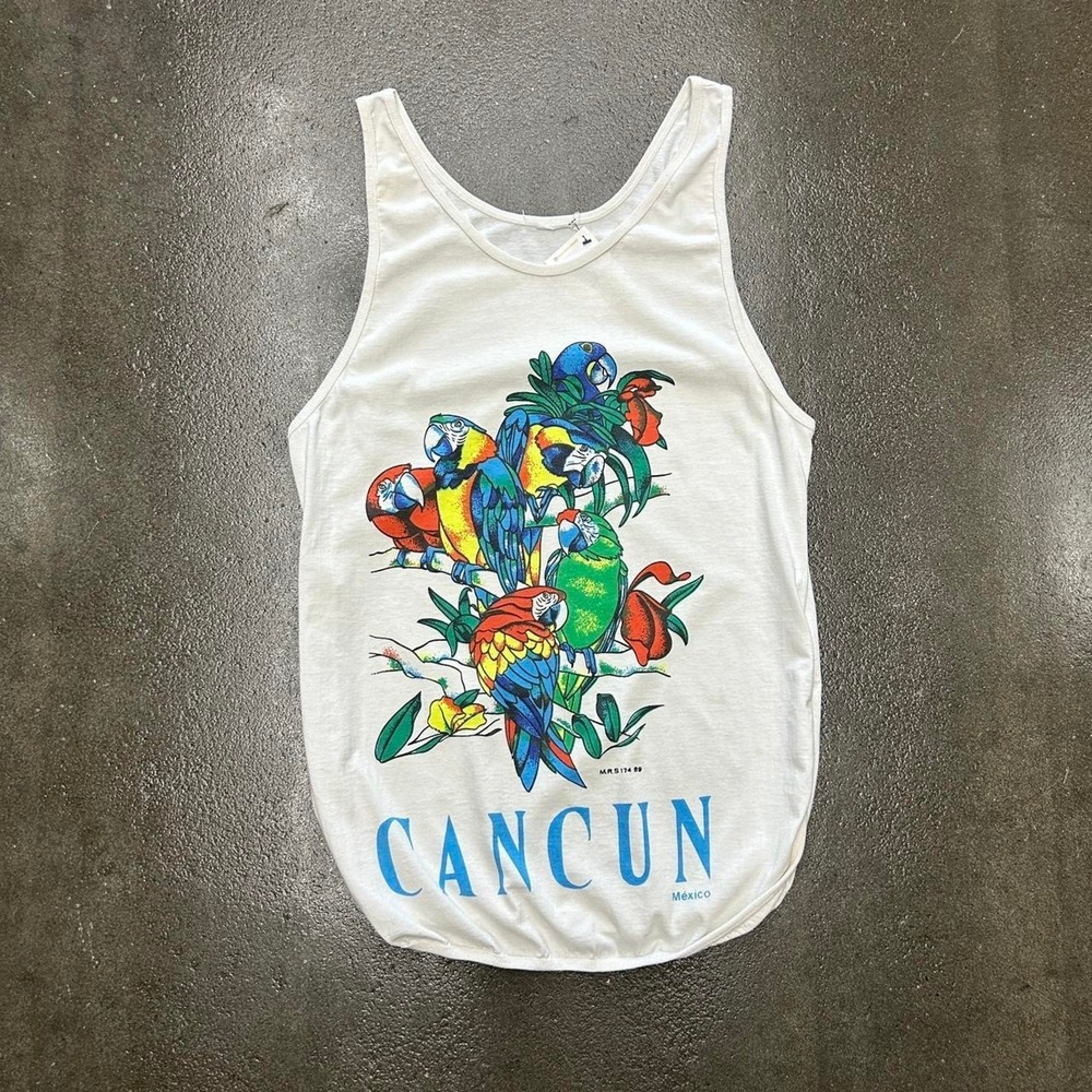 Vintage 1989 Cancun Mexico parrot Size Large Tank Top